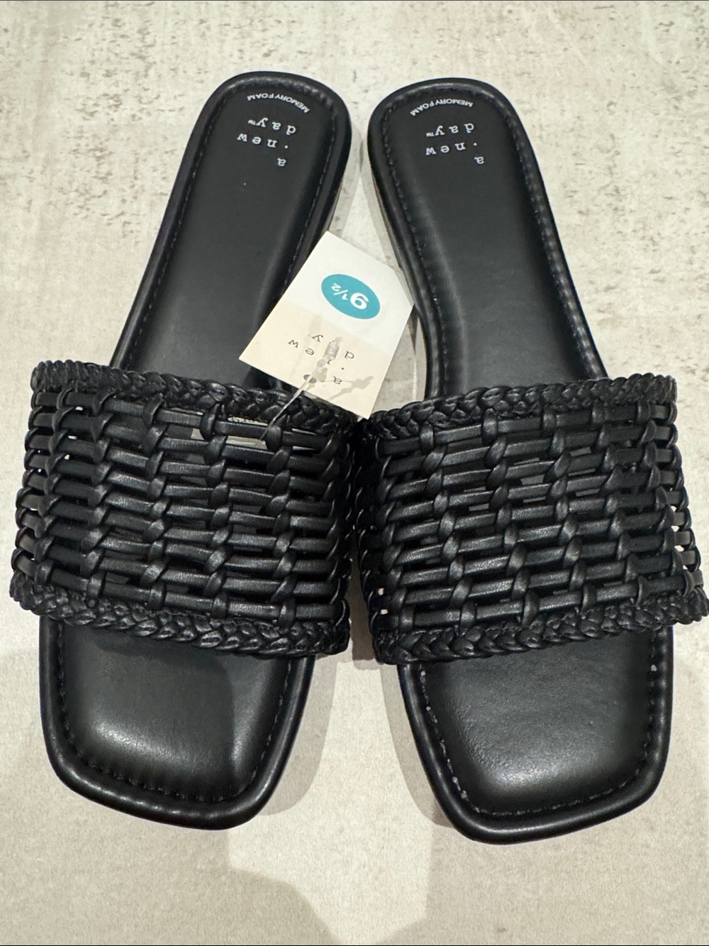 a new day Black Woven Slide Sandals